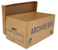 Brown cardboard archive box with lid and carry handle
