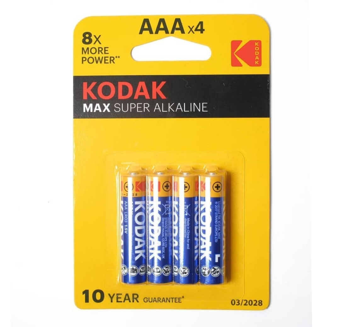 Kodak Max Super Alkaline AAA batteries, four-pack