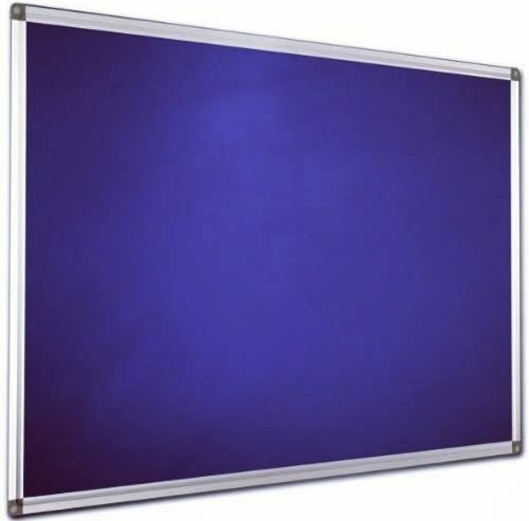 Blue 3 by 4 foot aluminium-framed notice board