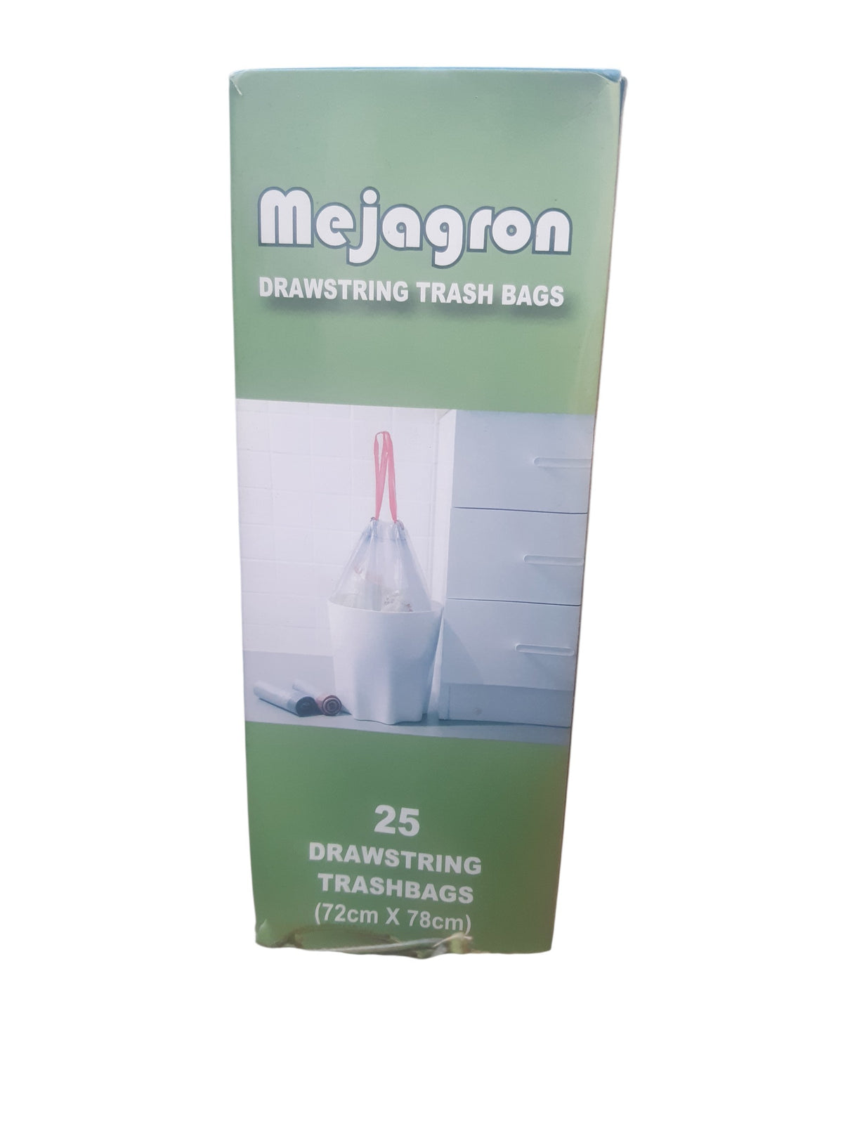 Mejagron drawstring trash bags, pack of 25, approximately 72 by 78 centimetres